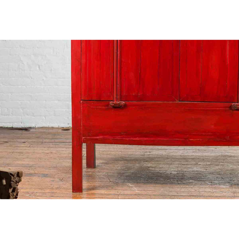 Chinese Qing Dynasty Ningbo Red Lacquered Cabinet with Butterfly Hardware-7. Asian & Chinese Furniture, Art, Antiques, Vintage Home Décor for sale at FEA Home