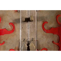 Chinese Qing Dynasty Ningbo Red Lacquered Cabinet with Butterfly Hardware