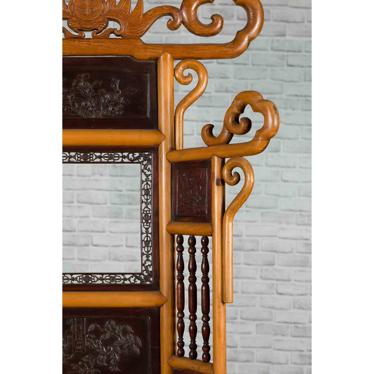 Chinese Qing Dynasty 19th Century Bamboo Washstand with Lacquered Panels-9. Asian &amp; Chinese Furniture, Art, Antiques, Vintage Home Décor for sale at FEA Home