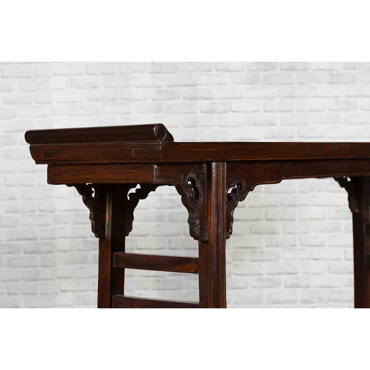 Chinese 19th Century Qing Dynasty Altar Console Table with Carved Spandrels-10. Asian &amp; Chinese Furniture, Art, Antiques, Vintage Home Décor for sale at FEA Home