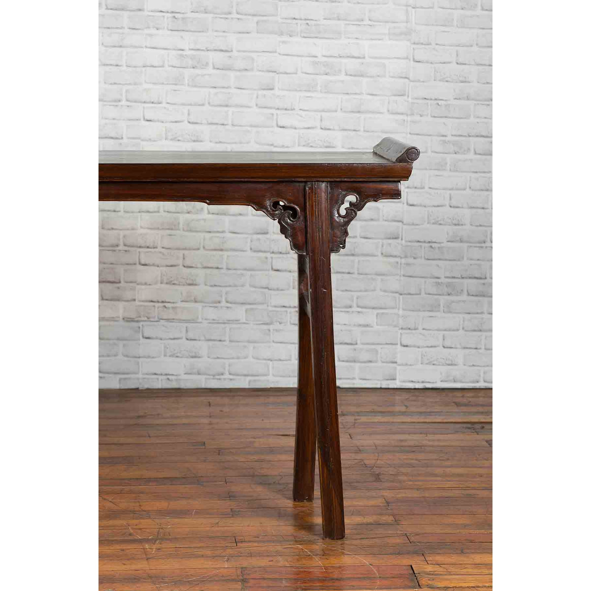 Chinese 19th Century Qing Dynasty Altar Console Table with Carved Spandrels-7. Asian &amp; Chinese Furniture, Art, Antiques, Vintage Home Décor for sale at FEA Home