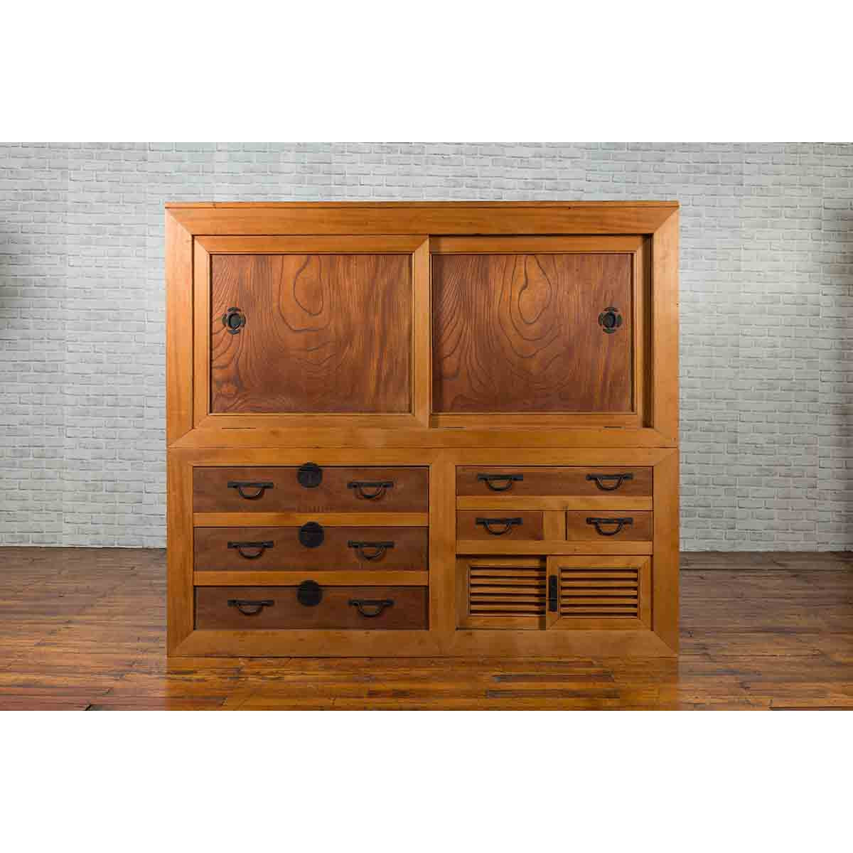 Large Japanese Meiji Period 19th Century Futon Tansu Cabinet with Iron Hardware-2. Asian & Chinese Furniture, Art, Antiques, Vintage Home Décor for sale at FEA Home