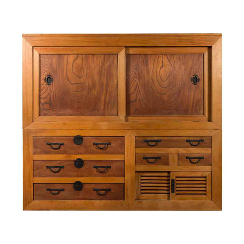 Large Japanese Meiji Period 19th Century Futon Tansu Cabinet with Iron Hardware for sale at FEA Home