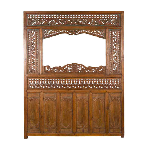 Javanese Architectural Panel with Carved Floral Motifs and Polychrome Accents- Asian Antiques, Vintage Home Decor & Chinese Furniture - FEA Home