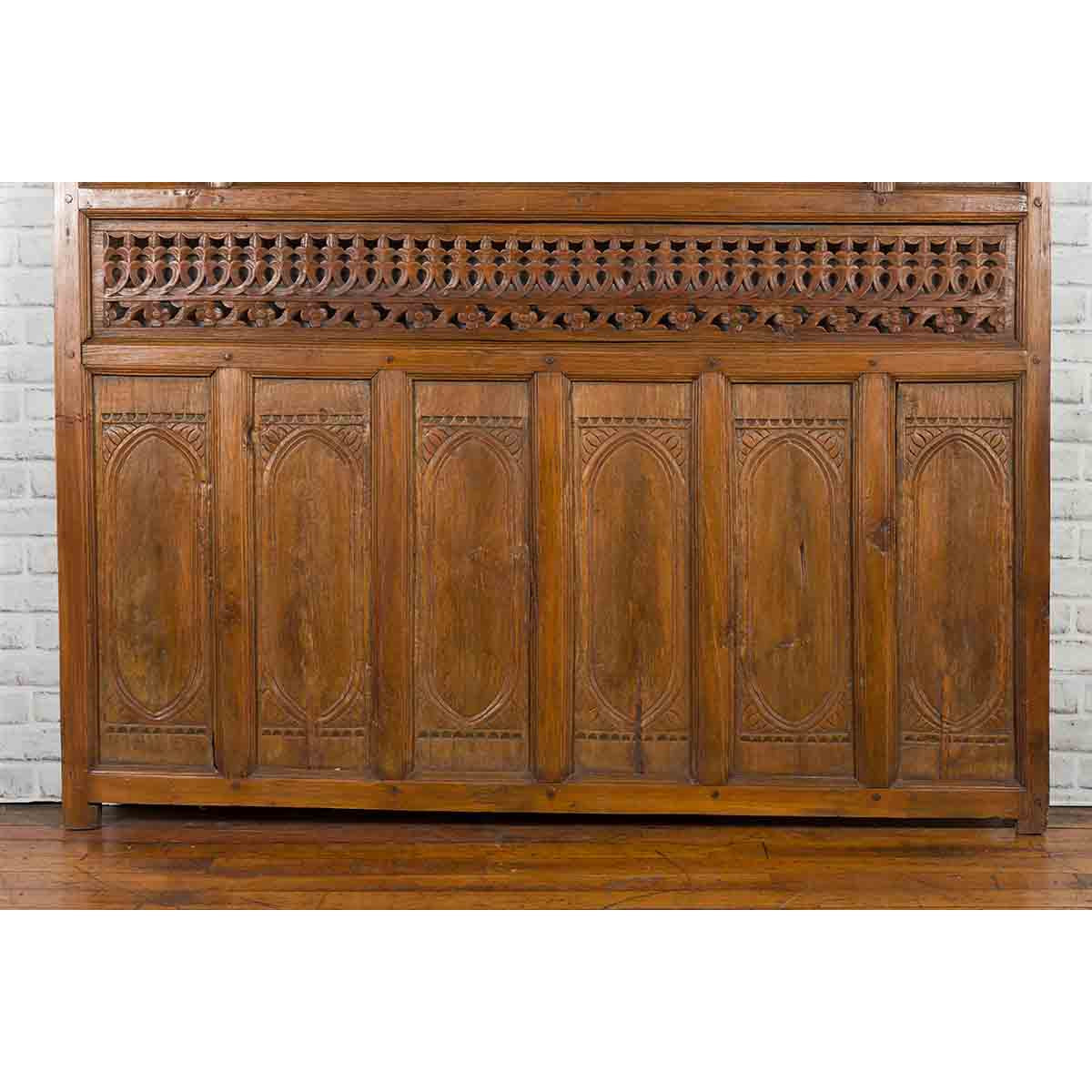 Javanese Architectural Panel with Carved Floral Motifs and Polychrome Accents-10. Asian &amp; Chinese Furniture, Art, Antiques, Vintage Home Décor for sale at FEA Home