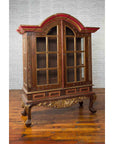 Dutch Colonial Early 20th Century Bonnet Top Gilded Cabinet with Glass Doors-13. Asian & Chinese Furniture, Art, Antiques, Vintage Home Décor for sale at FEA Home
