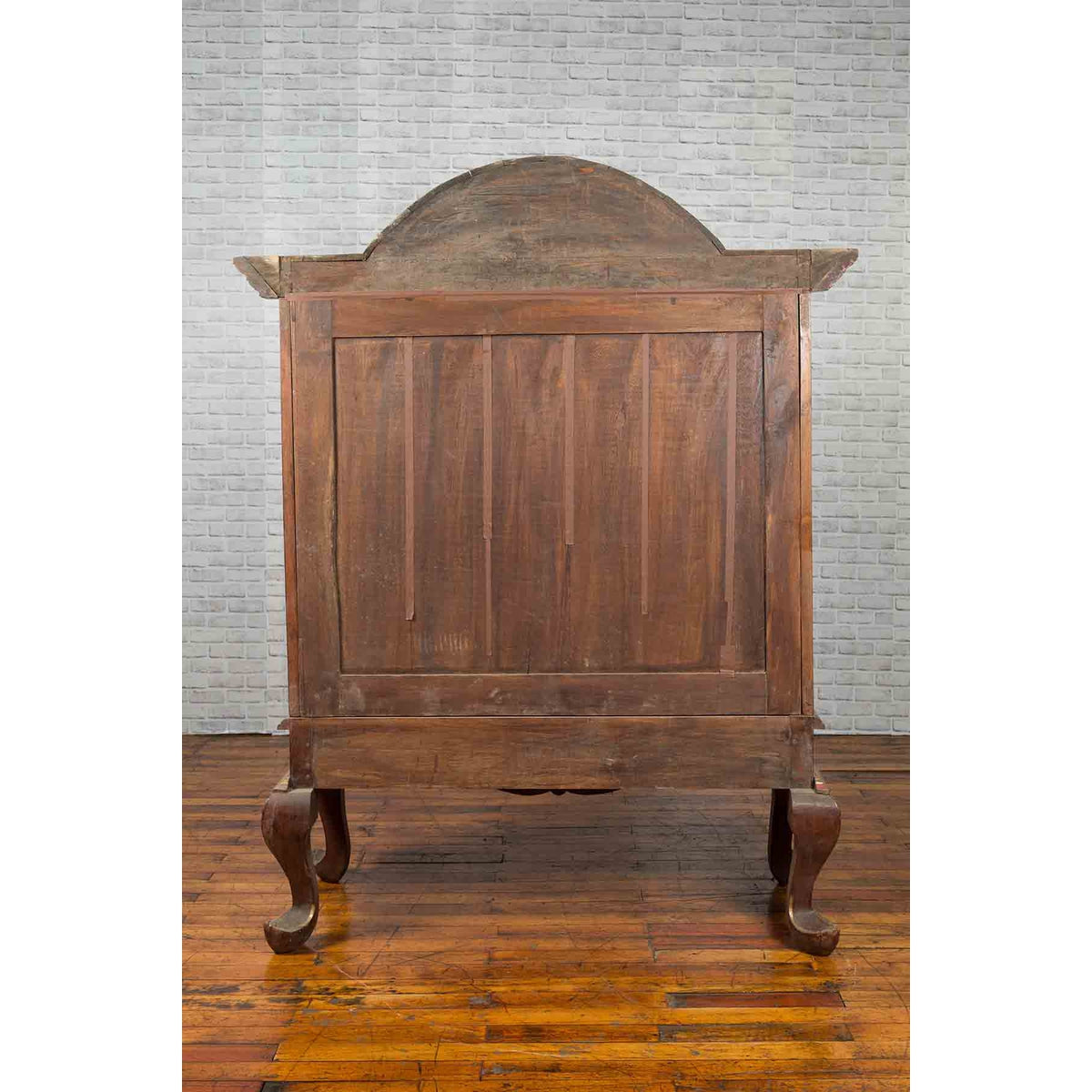 Dutch Colonial Early 20th Century Bonnet Top Gilded Cabinet with Glass Doors-17. Asian &amp; Chinese Furniture, Art, Antiques, Vintage Home Décor for sale at FEA Home