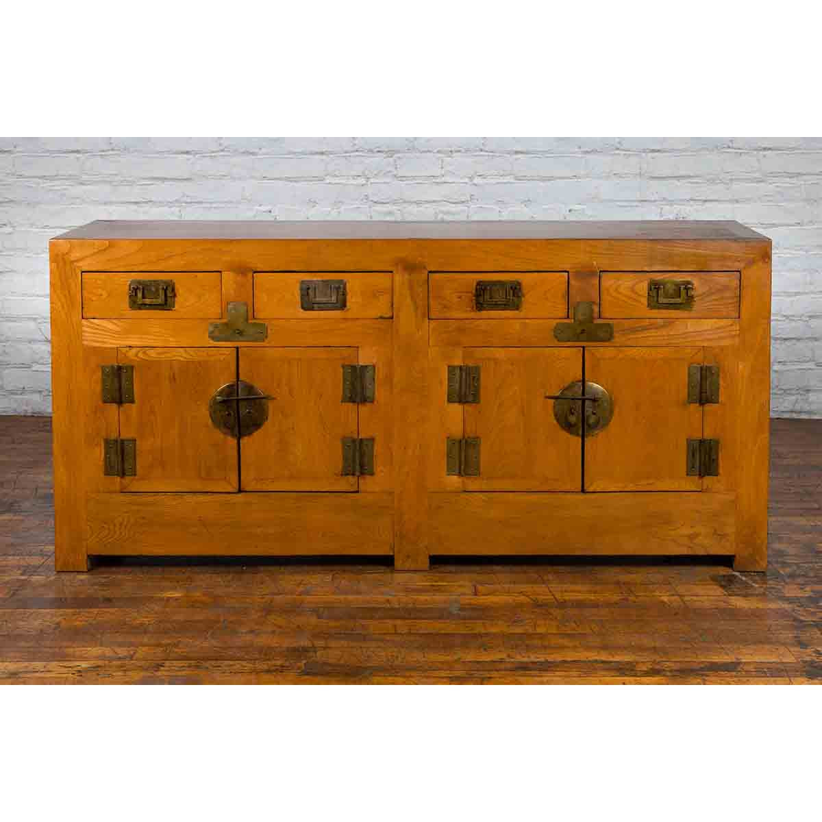 Qing Dynasty Elm Sideboard with Four Drawers over Four Doors and Natural Patina-2. Asian & Chinese Furniture, Art, Antiques, Vintage Home Décor for sale at FEA Home
