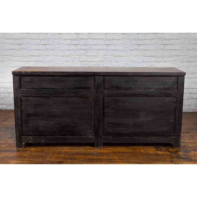 Qing Dynasty Elm Sideboard with Four Drawers over Four Doors and Natural Patina