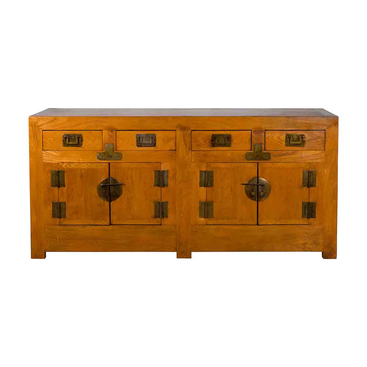 Qing Dynasty Elm Sideboard with Four Drawers over Four Doors and Natural Patina-1. Asian & Chinese Furniture, Art, Antiques, Vintage Home Décor for sale at FEA Home