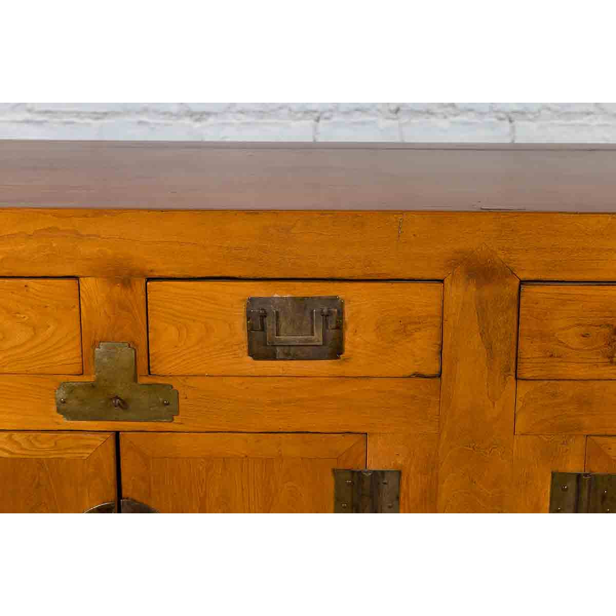 Qing Dynasty Elm Sideboard with Four Drawers over Four Doors and Natural Patina-5. Asian &amp; Chinese Furniture, Art, Antiques, Vintage Home Décor for sale at FEA Home