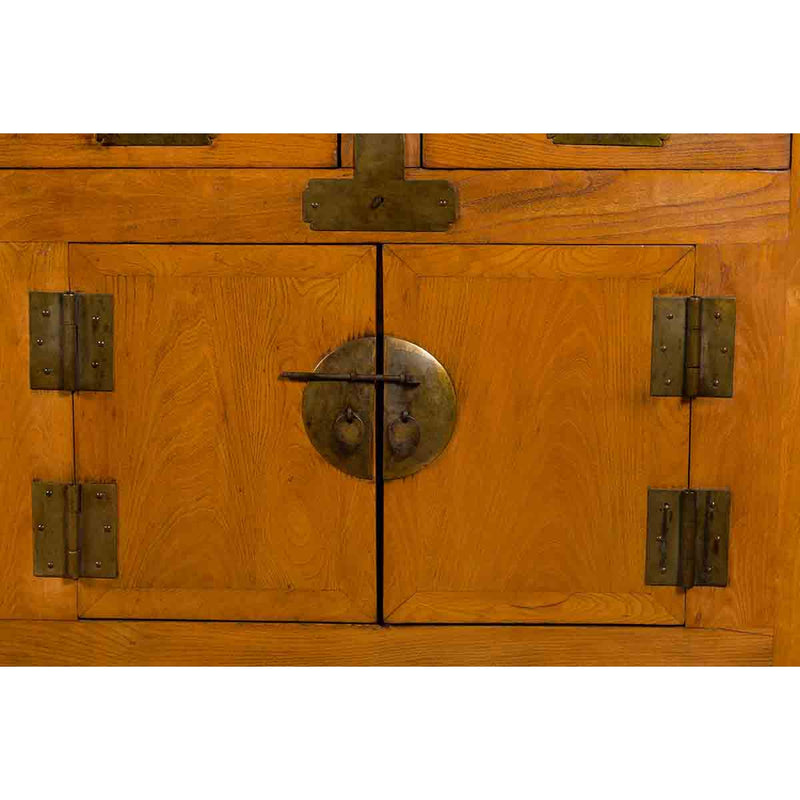 Qing Dynasty Elm Sideboard with Four Drawers over Four Doors and Natural Patina