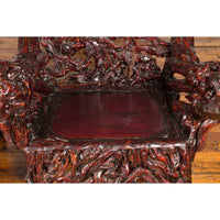 Chinese Handcrafted Dark Azalea Root Armchairs from China