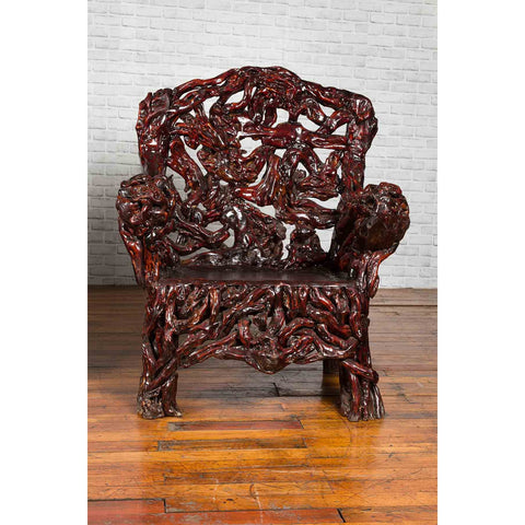 Chinese Handcrafted Dark Azalea Root Armchairs from China-YN2313 & YN2314-9. Asian & Chinese Furniture, Art, Antiques, Vintage Home Décor for sale at FEA Home