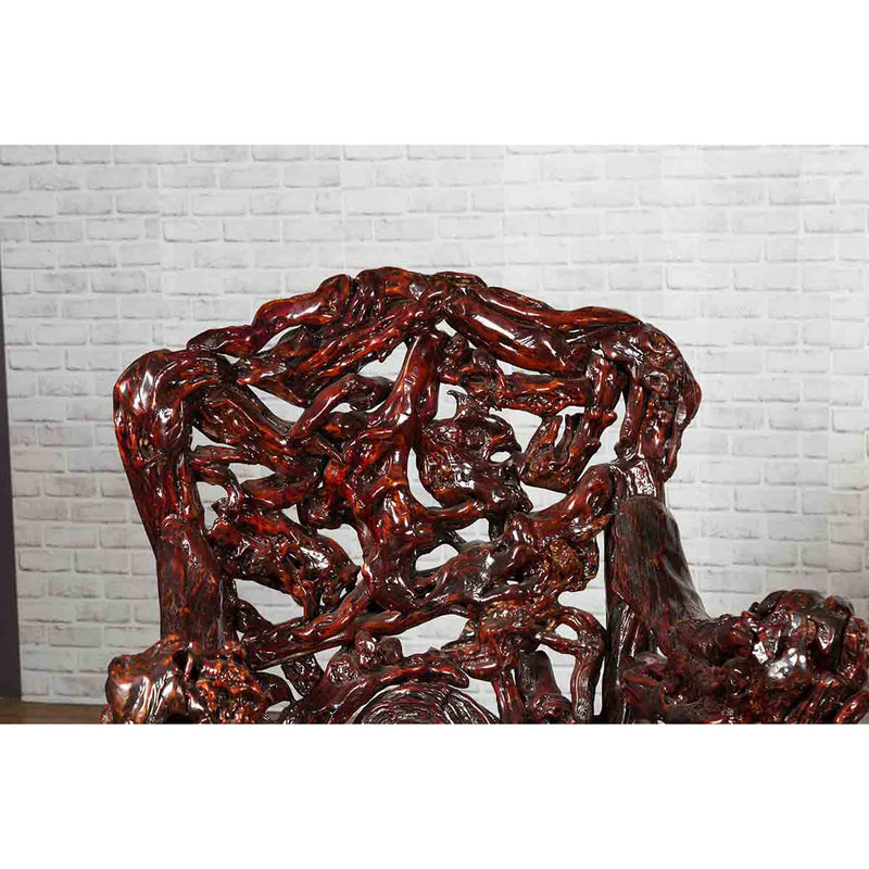 Chinese Handcrafted Dark Azalea Root Armchairs from China-YN2313 & YN2314-10. Asian & Chinese Furniture, Art, Antiques, Vintage Home Décor for sale at FEA Home
