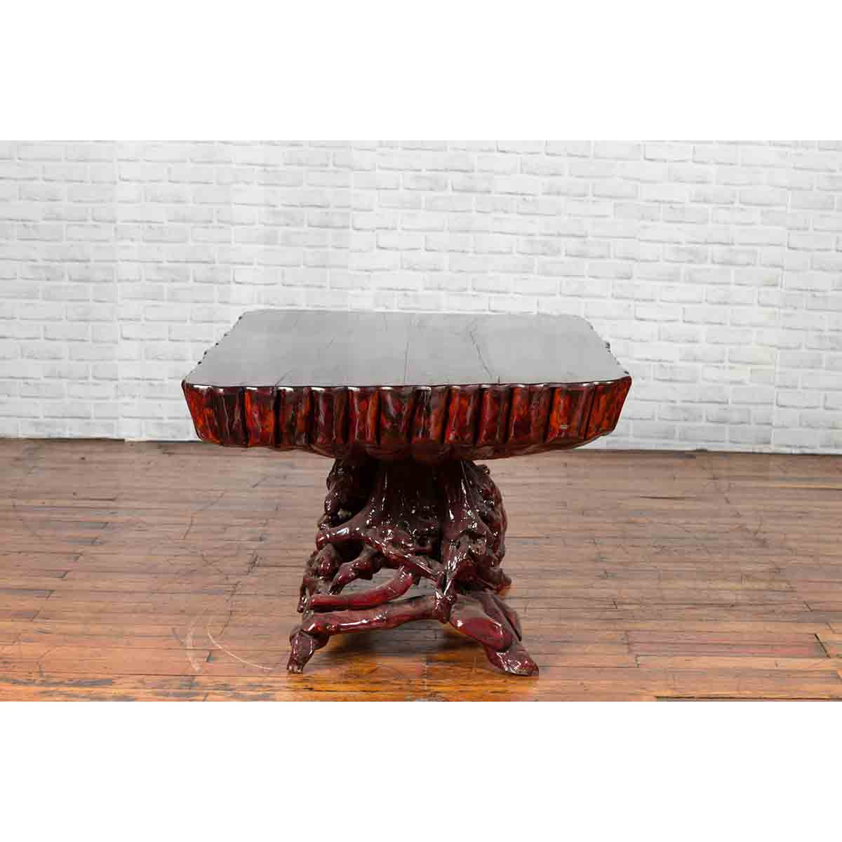 Chinese Late 20th Century Hand Carved Lacquered Azalea Wood Root Coffee Table-11. Asian &amp; Chinese Furniture, Art, Antiques, Vintage Home Décor for sale at FEA Home