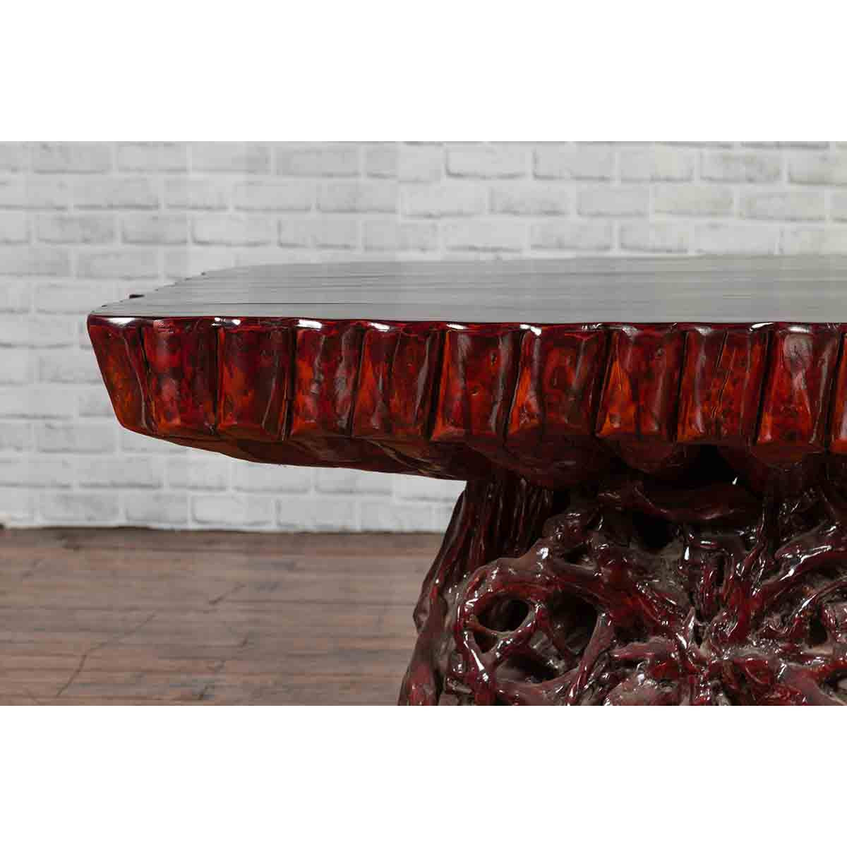 Chinese Late 20th Century Hand Carved Lacquered Azalea Wood Root Coffee Table-6. Asian &amp; Chinese Furniture, Art, Antiques, Vintage Home Décor for sale at FEA Home