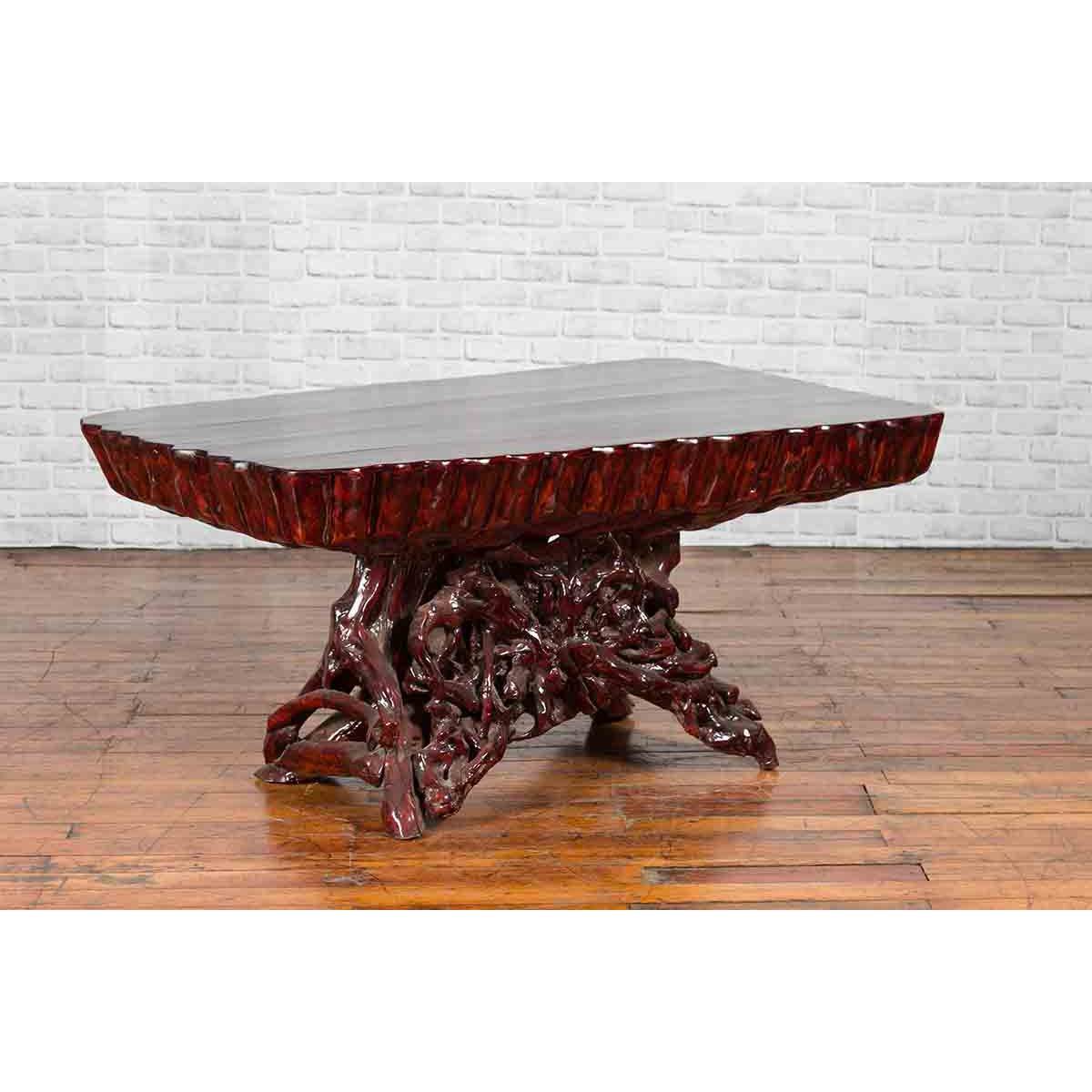 Chinese Late 20th Century Hand Carved Lacquered Azalea Wood Root Coffee Table-2. Asian & Chinese Furniture, Art, Antiques, Vintage Home Décor for sale at FEA Home