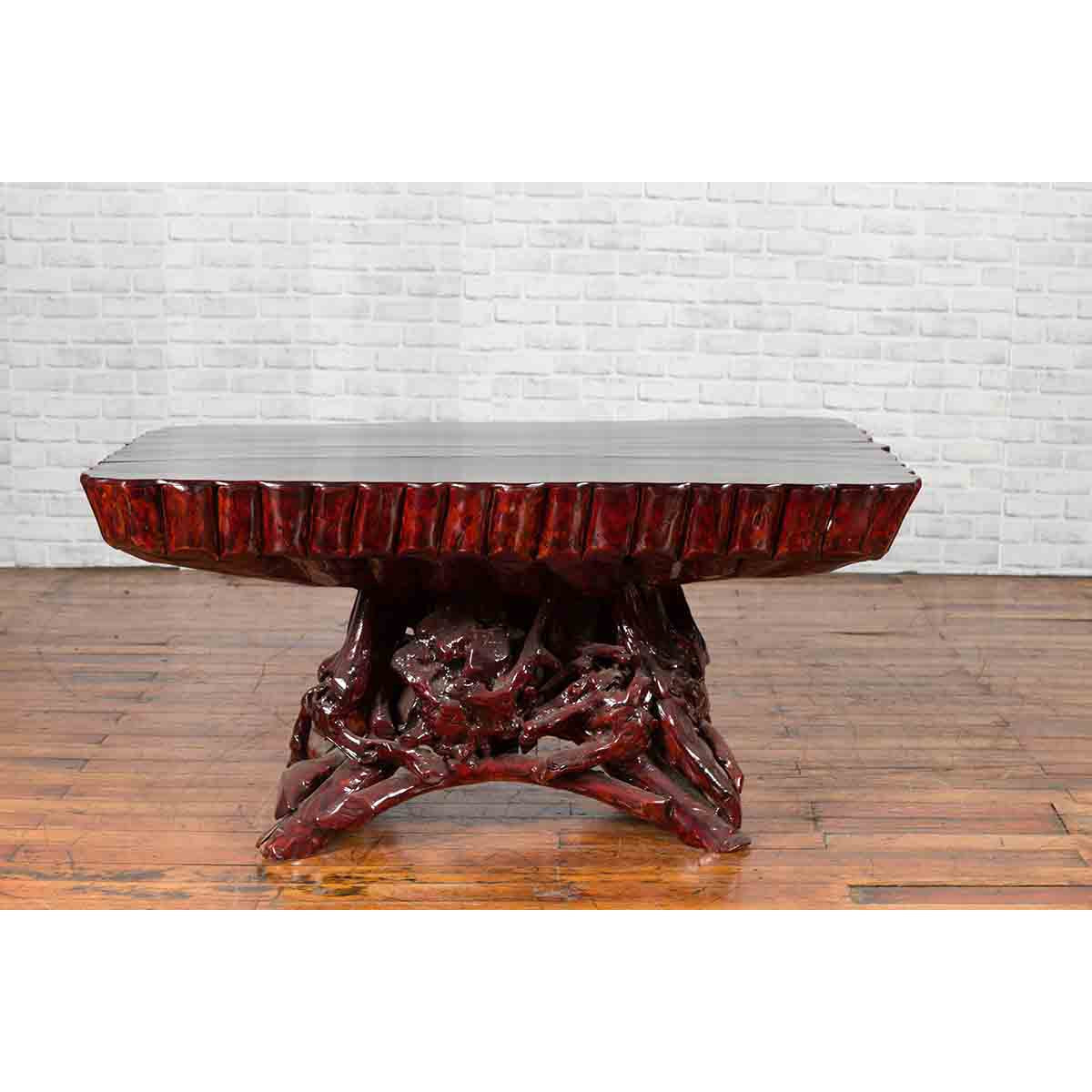 Chinese Late 20th Century Hand Carved Lacquered Azalea Wood Root Coffee Table-10. Asian &amp; Chinese Furniture, Art, Antiques, Vintage Home Décor for sale at FEA Home