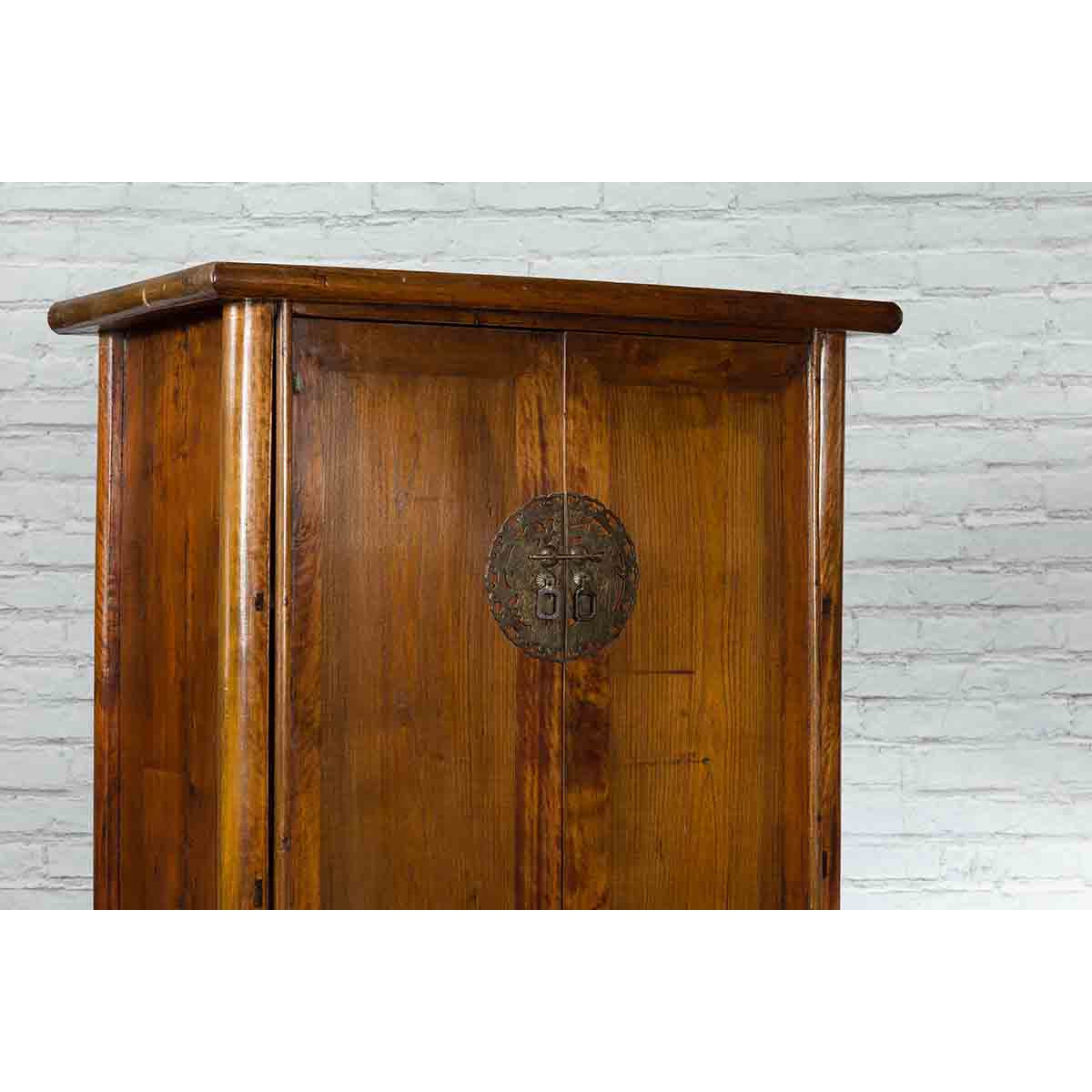 19th Century Chinese Qing Dynasty Period Wooden Cabinet with Bronze Medallion-6. Asian &amp; Chinese Furniture, Art, Antiques, Vintage Home Décor for sale at FEA Home