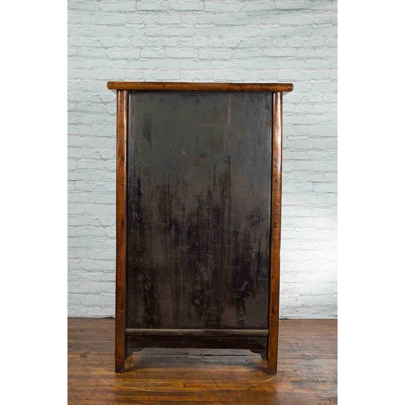 19th Century Chinese Qing Dynasty Period Wooden Cabinet with Bronze Medallion