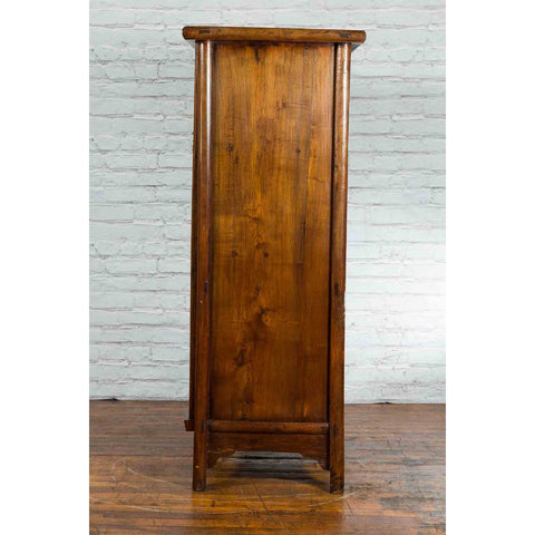 19th Century Chinese Qing Dynasty Period Wooden Cabinet with Bronze Medallion
