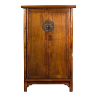 19th Century Chinese Qing Dynasty Period Wooden Cabinet with Bronze Medallion