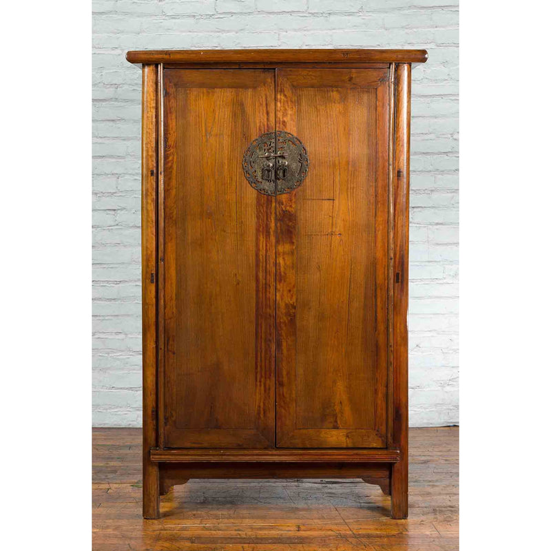 Qing Dynasty Chinese Wooden Cabinet with Bronze Medallion | FEA Home