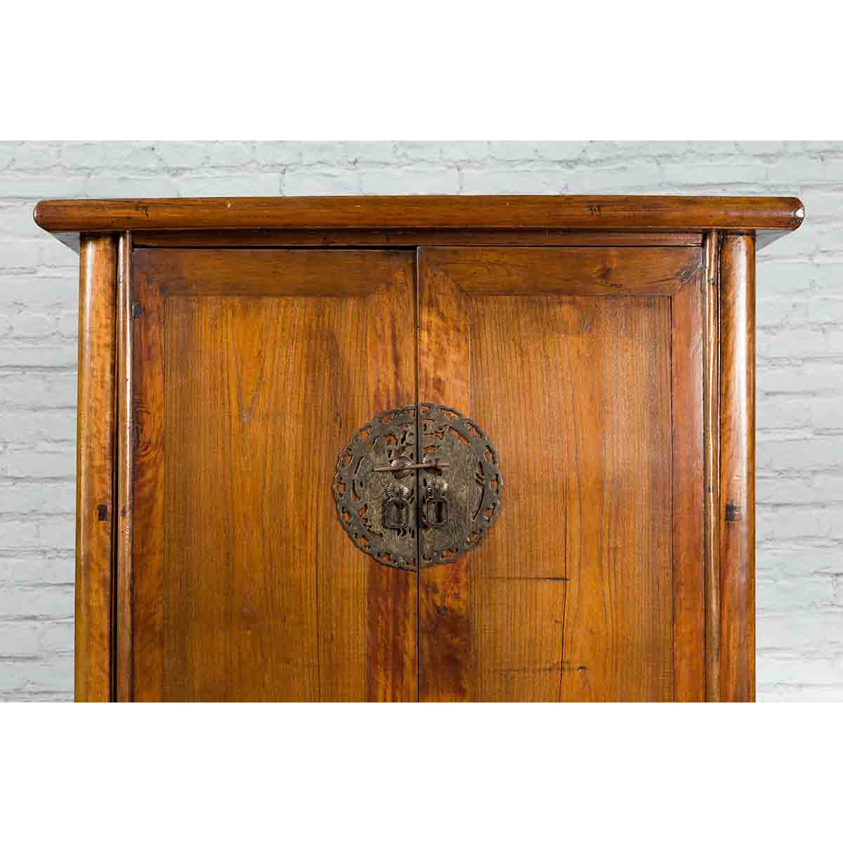 19th Century Chinese Qing Dynasty Period Wooden Cabinet with Bronze Medallion-10. Asian &amp; Chinese Furniture, Art, Antiques, Vintage Home Décor for sale at FEA Home