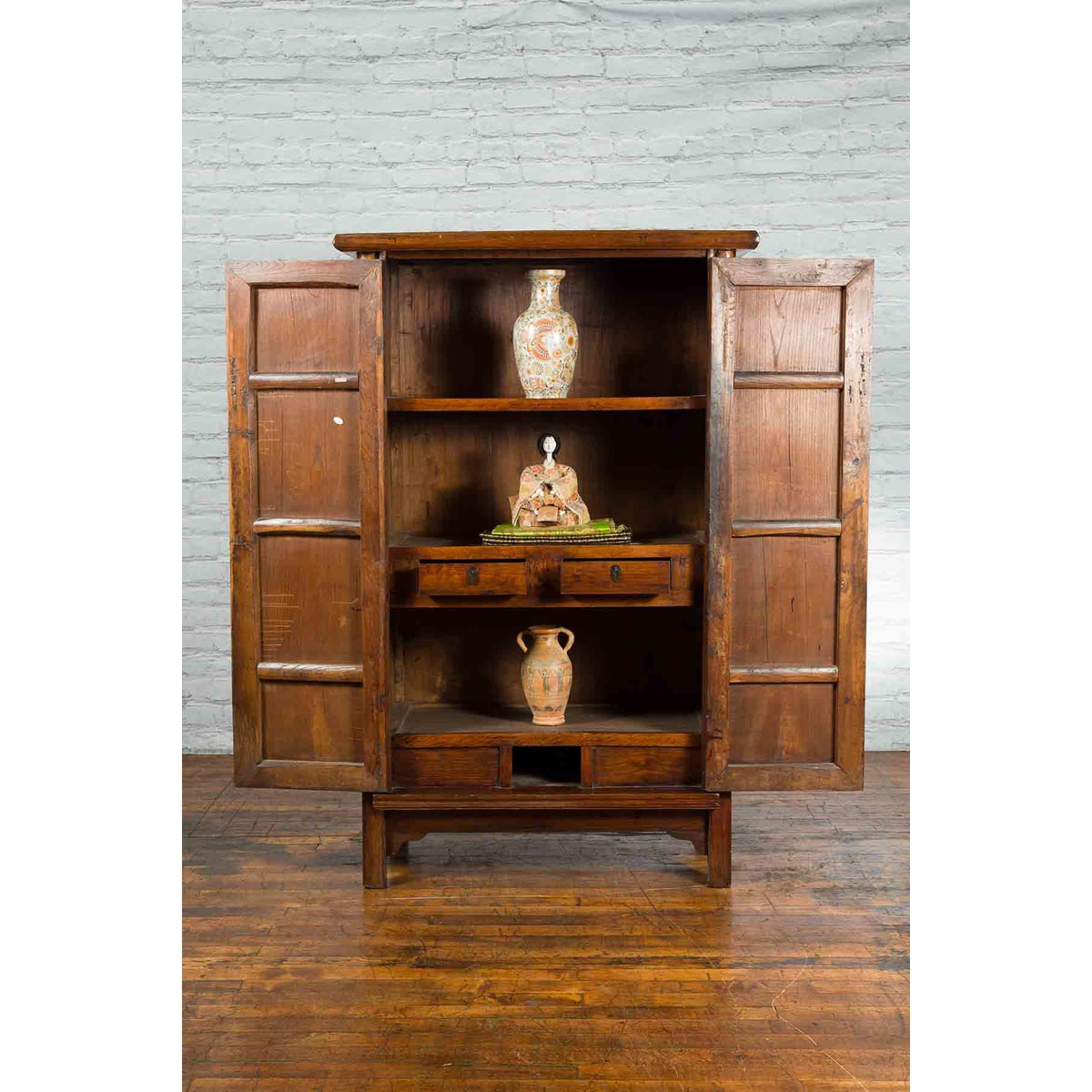 19th Century Chinese Qing Dynasty Period Wooden Cabinet with Bronze Medallion-4. Asian &amp; Chinese Furniture, Art, Antiques, Vintage Home Décor for sale at FEA Home