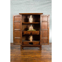 19th Century Chinese Qing Dynasty Period Wooden Cabinet with Bronze Medallion