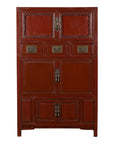 Mid-19th Century Chinese Qing Red Lacquer Cabinet with Multiple Carved Doors-1. Asian & Chinese Furniture, Art, Antiques, Vintage Home Décor for sale at FEA Home