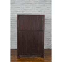 Mid-19th Century Chinese Qing Red Lacquer Cabinet with Multiple Carved Doors