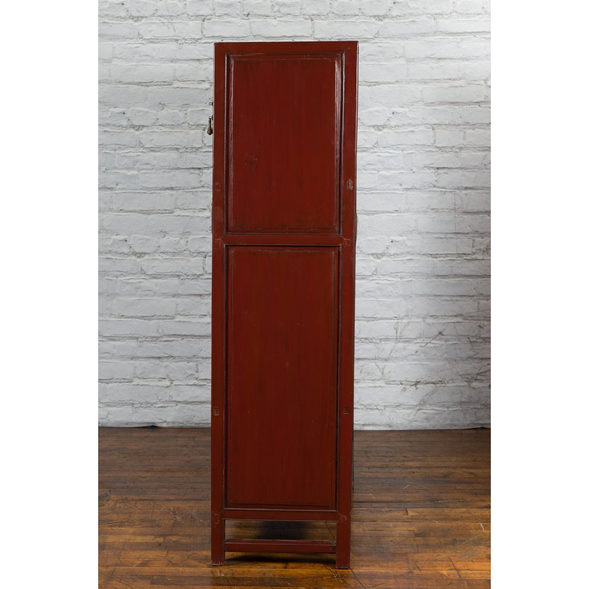 Mid-19th Century Chinese Qing Red Lacquer Cabinet with Multiple Carved Doors-11. Asian &amp; Chinese Furniture, Art, Antiques, Vintage Home Décor for sale at FEA Home