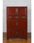 Mid-19th Century Chinese Qing Red Lacquer Cabinet with Multiple Carved Doors-2. Asian & Chinese Furniture, Art, Antiques, Vintage Home Décor for sale at FEA Home