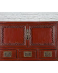 Mid-19th Century Chinese Qing Red Lacquer Cabinet with Multiple Carved Doors-3. Asian & Chinese Furniture, Art, Antiques, Vintage Home Décor for sale at FEA Home