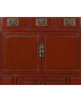 Mid-19th Century Chinese Qing Red Lacquer Cabinet with Multiple Carved Doors-5. Asian & Chinese Furniture, Art, Antiques, Vintage Home Décor for sale at FEA Home