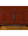 Mid-19th Century Chinese Qing Red Lacquer Cabinet with Multiple Carved Doors-6. Asian & Chinese Furniture, Art, Antiques, Vintage Home Décor for sale at FEA Home