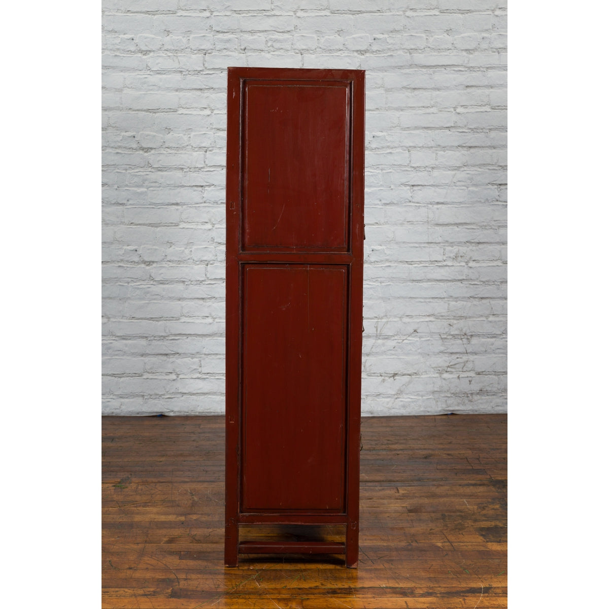 Mid-19th Century Chinese Qing Red Lacquer Cabinet with Multiple Carved Doors-9. Asian &amp; Chinese Furniture, Art, Antiques, Vintage Home Décor for sale at FEA Home