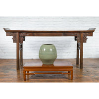 Prem Collection Green Glazed Ceramic Artisan Vase with Geometric Décor