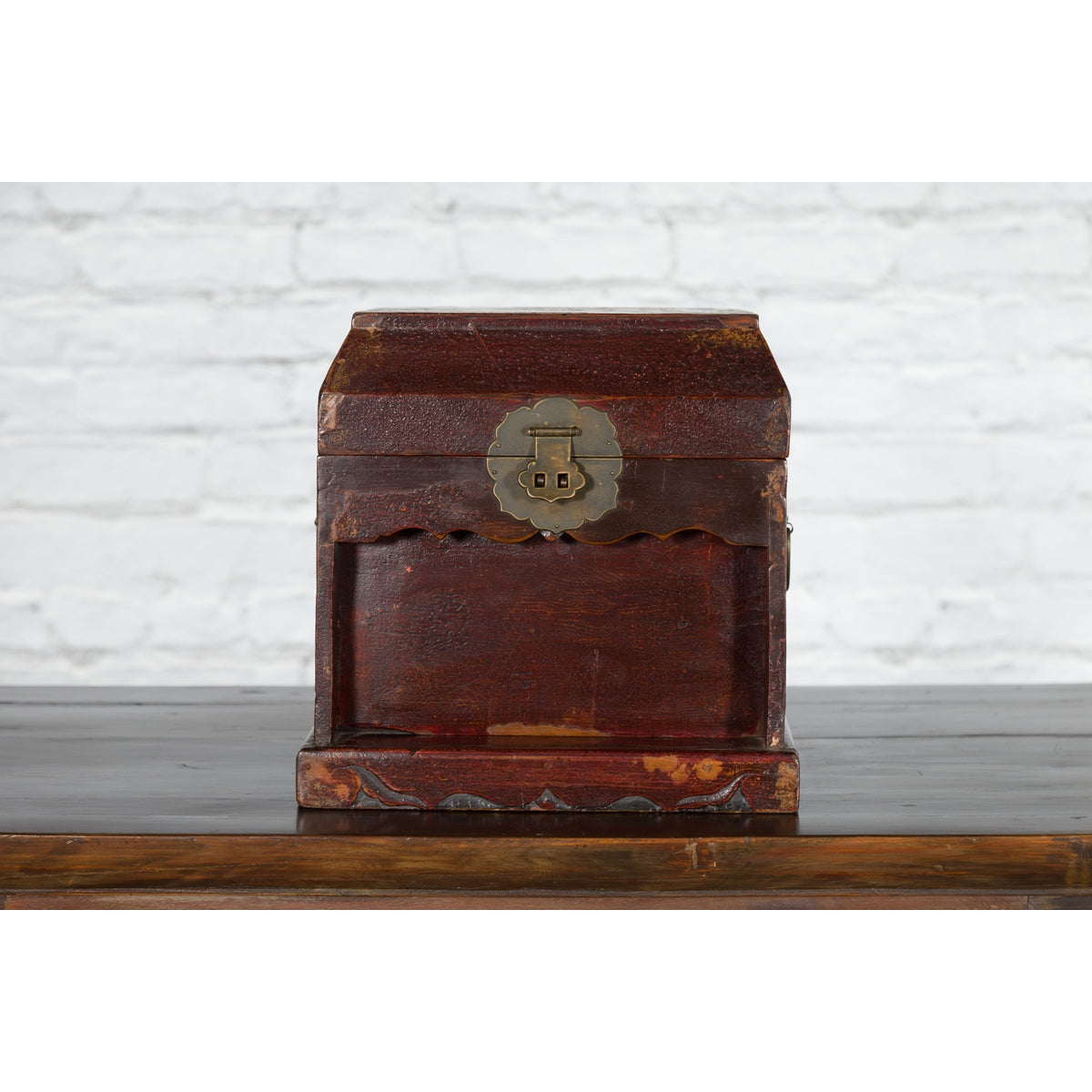Chinese Early 20th Century Document Box with Scalloped Décor and Removable Panel-2. Asian & Chinese Furniture, Art, Antiques, Vintage Home Décor for sale at FEA Home