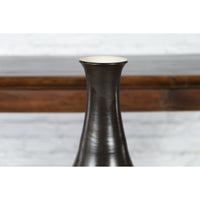 Tall Contemporary Artisan Prem Collection Black Neck Vase White Dripping Décor