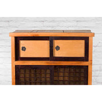 Japanese Early 20th Century Taishō Kiri Wood Kitchen Cabinet with Sliding Doors