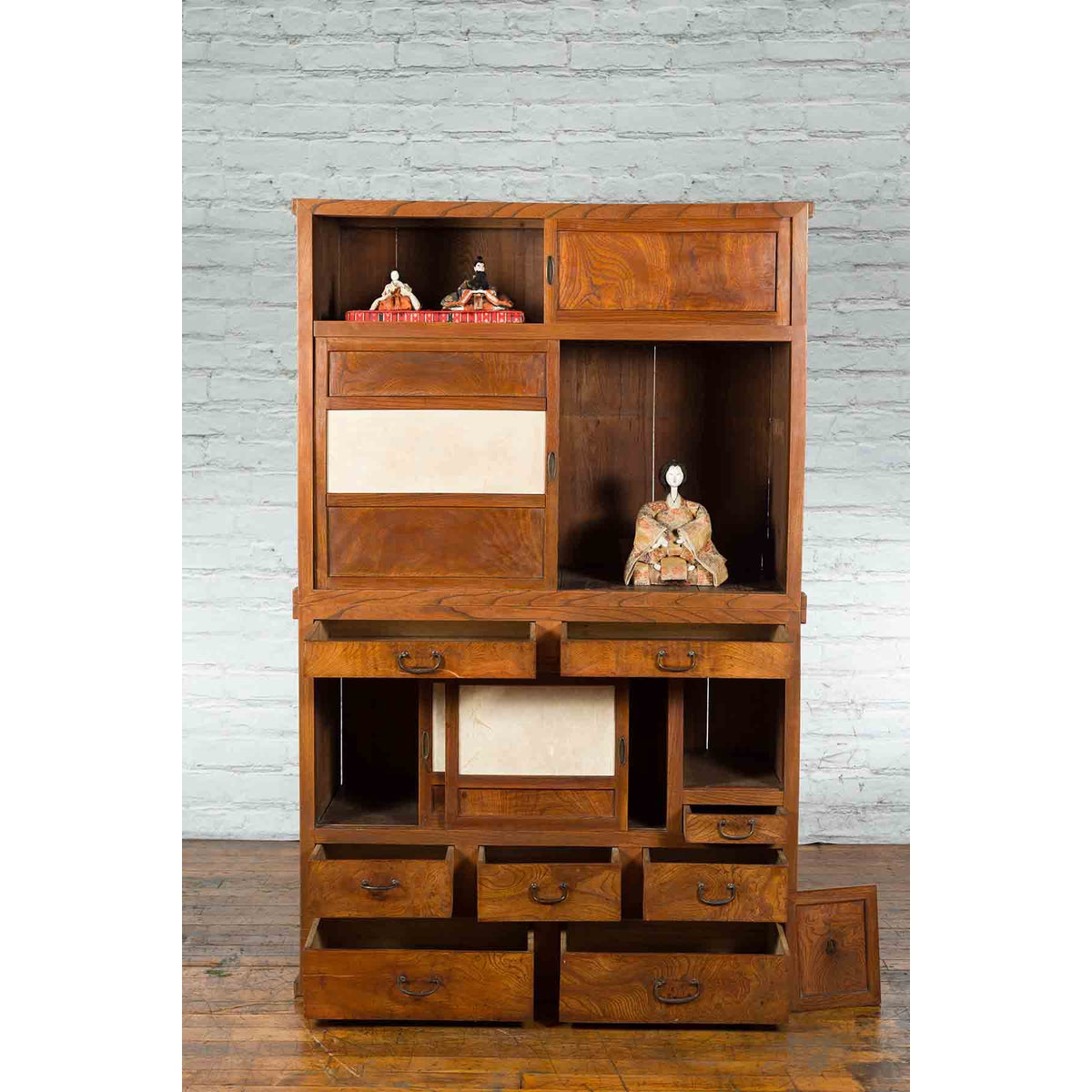Japanese Meiji Period Kanto Style Kiri Wood Kitchen Cabinet with Sliding Doors-3. Asian &amp; Chinese Furniture, Art, Antiques, Vintage Home Décor for sale at FEA Home