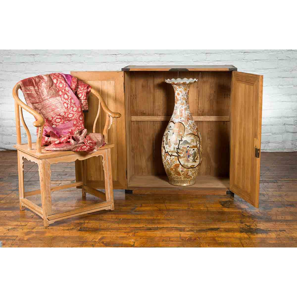 Japanese Early 20th Century Wooden Tansu Clothing Cabinet with Mirrored Door-3. Asian &amp; Chinese Furniture, Art, Antiques, Vintage Home Décor for sale at FEA Home