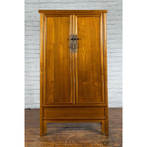 Chinese Qing Dynasty 19th Century Elmwood Noodle Cabinet with Hidden Drawers