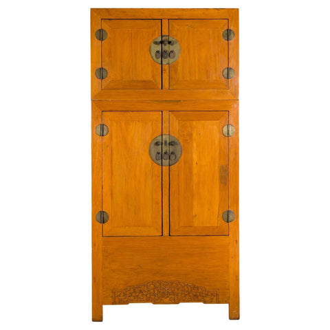 Chinese Qing Dynasty Period Wooden Compound Cabinet with Doors and Carved Apron-YN2514-1. Asian & Chinese Furniture, Art, Antiques, Vintage Home Décor for sale at FEA Home