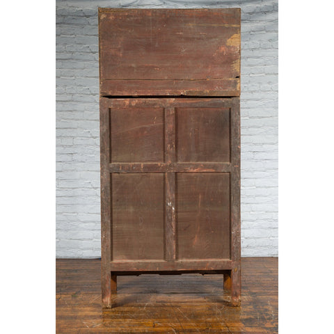 Chinese Qing Dynasty Period Wooden Compound Cabinet with Doors and Carved Apron-YN2514-12. Asian & Chinese Furniture, Art, Antiques, Vintage Home Décor for sale at FEA Home