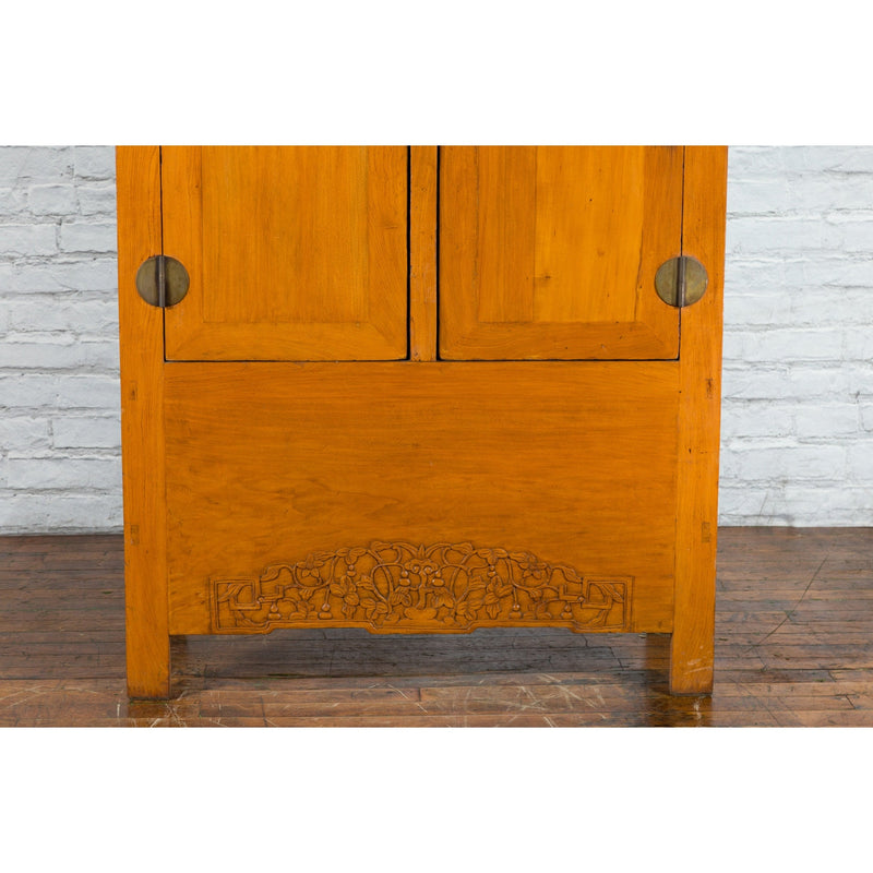Chinese Qing Dynasty Period Wooden Compound Cabinet with Doors and Carved Apron-YN2514-8. Asian & Chinese Furniture, Art, Antiques, Vintage Home Décor for sale at FEA Home