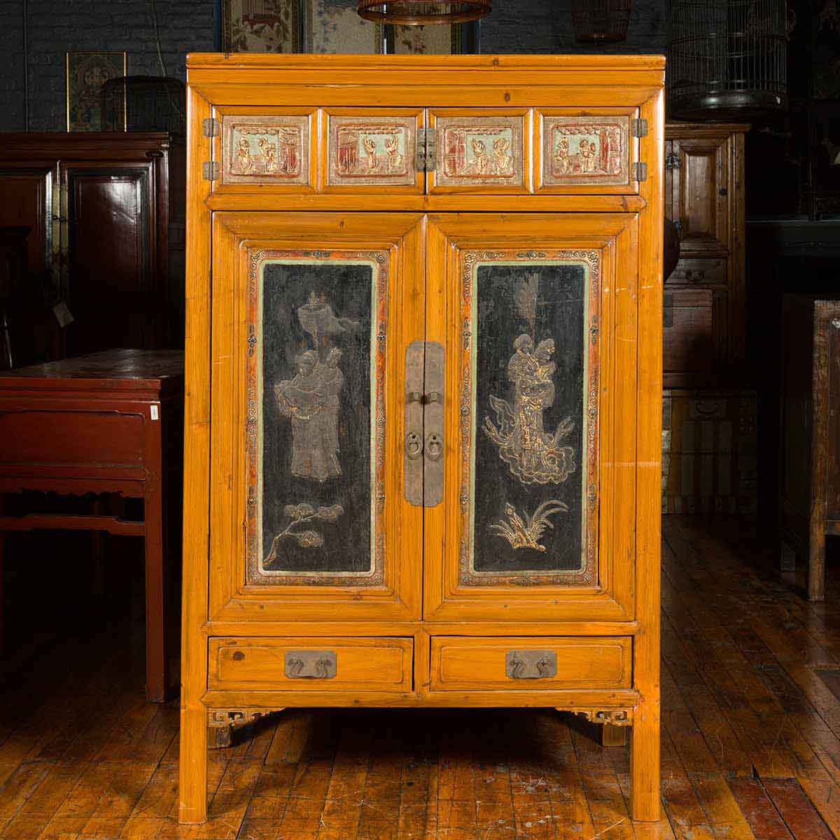Chinese Qing Dynasty 19th Century Cabinet with Guanyin and Ceremonial Ancestors-2. Asian & Chinese Furniture, Art, Antiques, Vintage Home Décor for sale at FEA Home